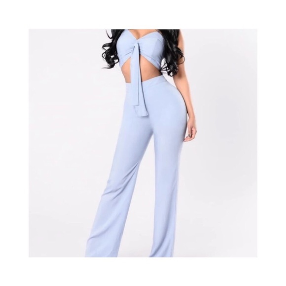 Fashion Nova Light Blue Jumpsuit - Picture 1 of 7